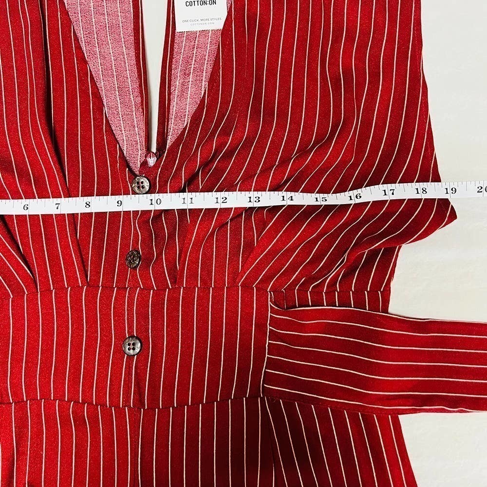 Cotton-on jenny stripe garnet delilah deep v-Neck jumpsuit - Picture 9 of 11